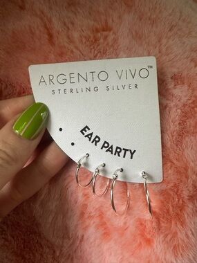 NWT Argentina Vivo Sterling Silver Ear Party Hoop Set $68 MSRP